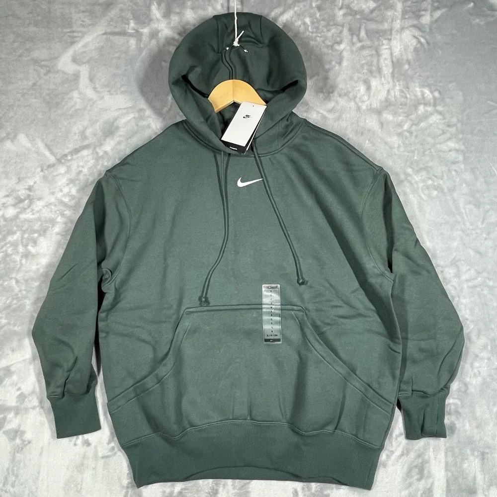 Nike Phoenix Fleece Oversized Hoodie Womens Small Dark Sage Green DQ5860-338 NEW